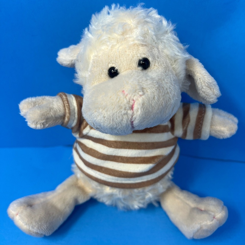 Hobby Lobby Lamb Sheep Plush 6 inch Cream Brown Striped Shirt 5156344